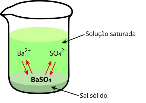 Sistema quÃ­mico entre o sulfato de bÃ¡rio e sua soluÃ§Ã£o saturada.