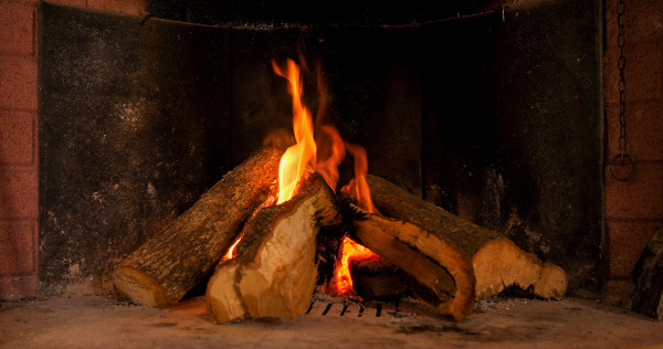 Lenhas queimando em uma fogueira, um exemplo da reação química de combustão, uma reação de oxidorredução.