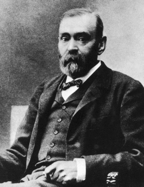 Retrato de Alfred Bernhard Nobel (1833-1896), o inventor da dinamite.