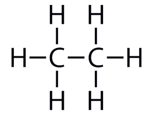 FÃ³rmula estrutural plana do etano (C2H6).