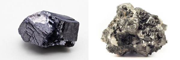 Mineral galena, a principal fonte de obtenção do chumbo elementar.