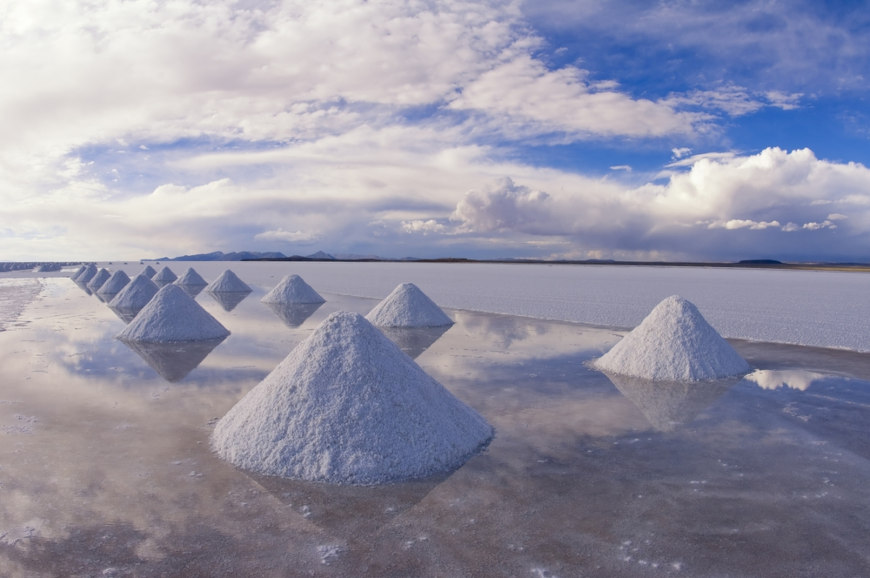 Salmouras na Bolívia, um tipo de fonte de lítio.