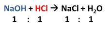 Fórmula de estequiometria em texto sobre titulação.