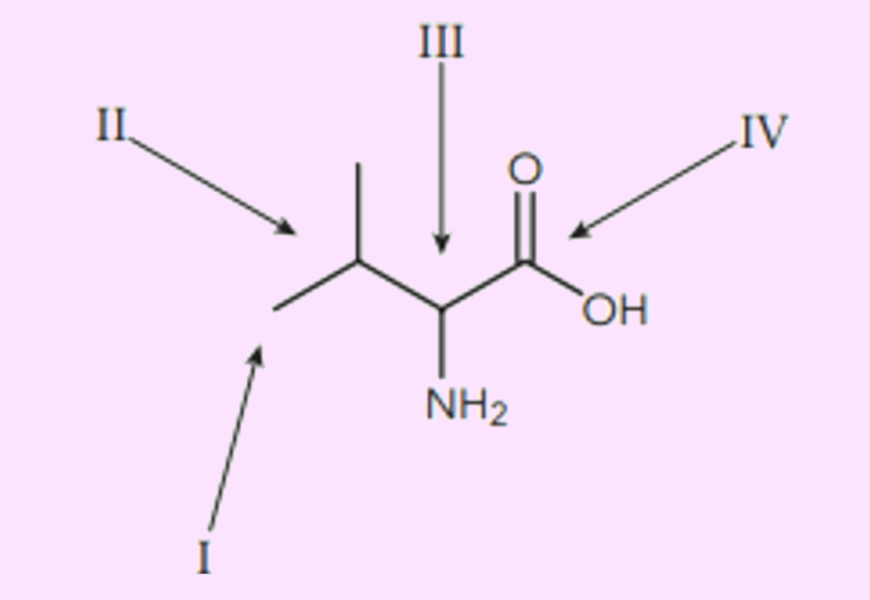 Fórmula química em exercícios sobre carbono quiral.