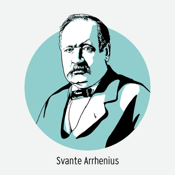 Svante Arrhenius, químico sueco representado em uma ilustração, em texto sobre Química Inorgânica.