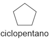 Estrutura do ciclopentano em texto sobre nomenclatura IUPAC.