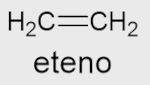 F&oacute;rmula estrutural do eteno, exemplo de nomenclatura de alcenos.