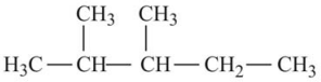 Estrutura qu&iacute;mica de um hidrocarboneto em quest&atilde;o da Uepa sobre nomenclatura dos alcanos.