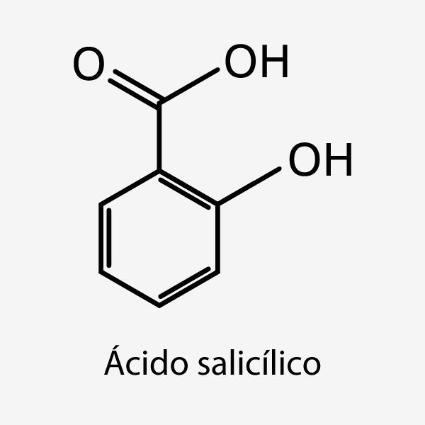 Estrutura química do ácido salicílico.