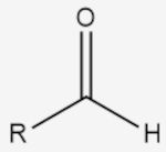 F&oacute;rmula estrutural de um alde&iacute;do em texto sobre Qu&iacute;mica Org&acirc;nica.