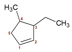 FÃ³rmula estrutural do 3-etil-4-metil-ciclopenteno