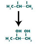 Formação de hidroxilas na oxidação branda do alceno